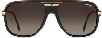Carrera C Sport 17/S 60mm Rectangular Aviator Sunglasses in Matte Black Gold/brown Sf at Nordstrom