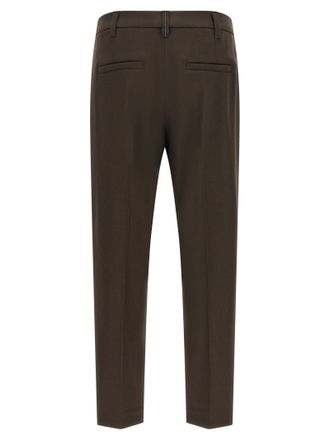 Brunello Cucinelli Womens Brown Virgin Wool Dress Pants