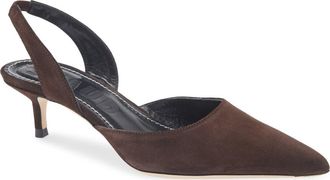 Staud Sebastian Slingback Pointed Toe Kitten Heel Pump in Espresso at Nordstrom, Size 10.5Us