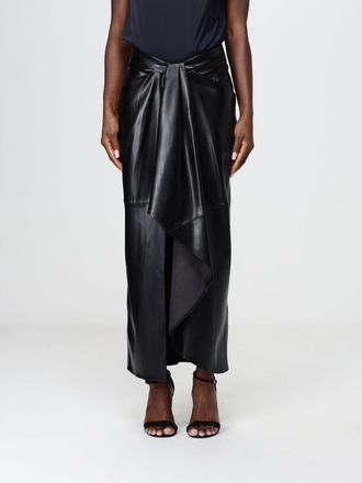 Hanita High-Waisted Asymmetrical Midi Skirt in Faux Leather