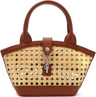 Adornia Brown Kane Rattan Shoulder Bag with Removable Strap
