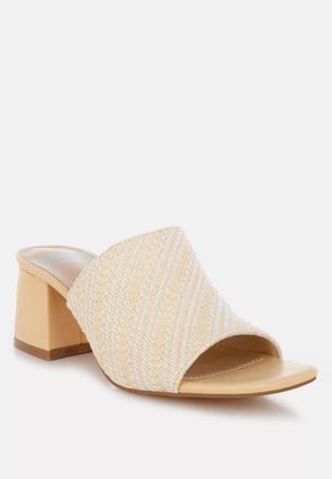 Rag & Bone Rag & Co Morgana Sandals WomensBeige Raffia Square Toe Block Heel HTAT1462