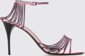 Saint Laurent Sandalo Babylone in pelle laminata e metallo