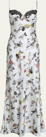 L'agence Sayla Lace-Trim Silk Gown