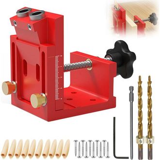 OEM Kit De Herramientas Con Plantilla De Perforaci&oacute;n Oblicua Ajustable Para Carpinter&iacute;a, Plantilla Para Agujeros De Bolsillo Extra&iacute;ble Azul, Con 2 Brocas 