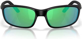 Costa Brine II 59mm Polarized Rectangular Sunglasses in Black /Green Mirror 580G at Nordstrom