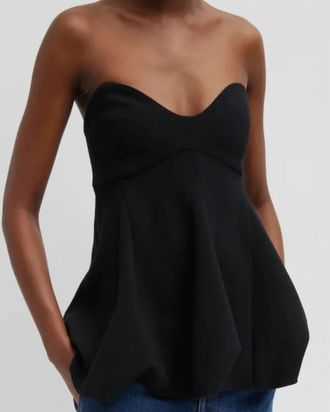 Tibi Melee Crepe Strapless Top In Black