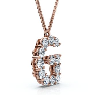 Pompeii3 1Ct Diamond Initial G Pendant 14k Gold 18 Necklace Lab Grown 5/8 Tall