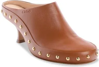 Chlo&eacute; Junie Studded Kitten Heel Mule Pump in Ginger Brown at Nordstrom, Size 38.5