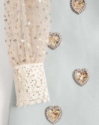 Valentino Abito Corto In Crepe Couture Ricamato Donna DIRTY SAGE/SILVER 36