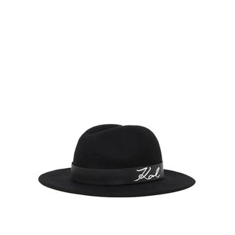 Karl Lagerfeld Hats, female, Black, Size: M/L K/Signature Fedora Hat