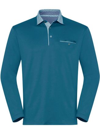 Hajo Langarmshirt HAJO Langarm-Shirt, Herren, Gr. 44/46, blau (petrol), 62% Baumwolle, 38% Polyester, unifarben, ohne Ausschnitt, Shirts Langarmshirt
