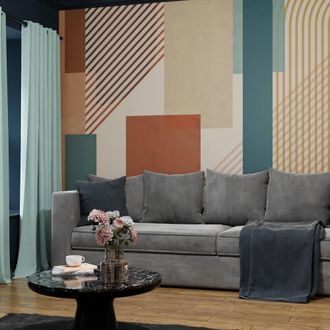 Superfresco Easy Graphic Teal Terracotta Print To Order 3m x 2.8m Mural in Blue