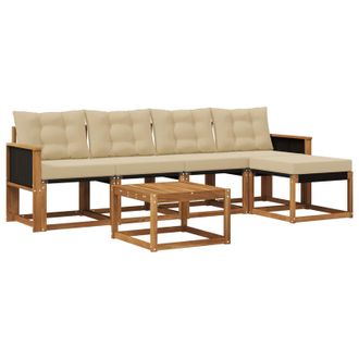 vidaXL Conjunto De Sof&aacute;s De Exterior Con Coj&iacute;n 6 Pcs Natural Y Beige Vidaxl