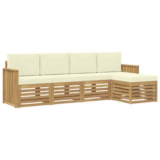 vidaXL Conjunto De Sof&aacute;s De Exterior 5 Pcs Blanco Y Crema Vidaxl