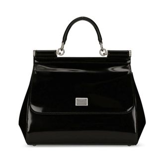 Dolce & Gabbana Grote Sicily Handtas - Dames - Handtassen - Zwart - ONE Size - Katoen - Tassen