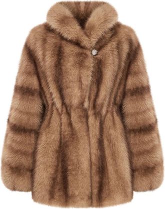 Cesare Gaspari Faux Fur Coat Dorada - Dames - Jassen - Bruin - L - Jassen