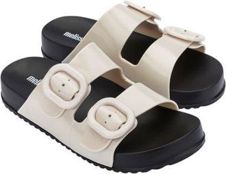 Melissa Cozy Buckle Slide Sandal in Black/Beige at Nordstrom, Size 10