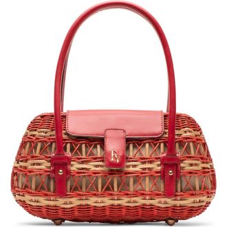 Frances Valentine Tweety Basket Wicker & Leather Handbag in Red/Toast at Nordstrom