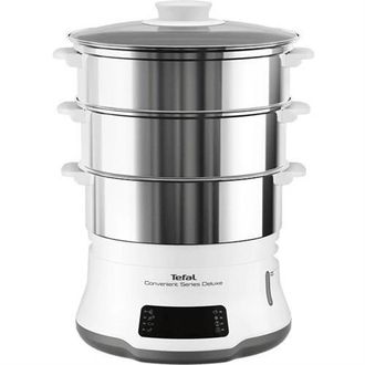 T-fal Convenient Series Deluxe Vc502d Vaporizador 3 Cesta(s) Encimera 900 W Acero Inoxidable, Blanco