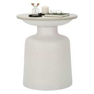 Dmora Dmora - Mesa De Caf&eacute; Rakaia, Mesa De Centro Baja, Revistero Para Sof&aacute;, Estante De La Sala De Estar, 40x40 H47 Cm, Blanco
