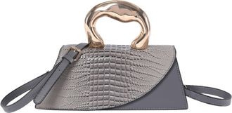Generic Faux Leather Crocodile Pattern Small Crossbody Bag for Women Elegant Shoulder Purse with Top Handle for Casual Outings (Grey)