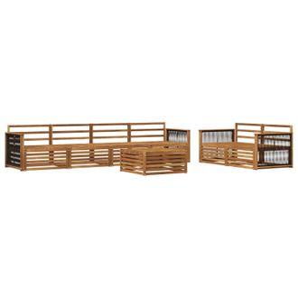 vidaXL Set Di Divani Da Esterno 7 Pz Naturale Legno Di Acacia Massello Vidaxl