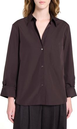 TWP Next Morning Cotton Button-Up Shirt in Chocolate at Nordstrom, Size X-Small