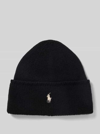 Polo Ralph Lauren Wollm&uuml;tze mit Logo-Stitching in Black, Gr&ouml;&szlig;e 1