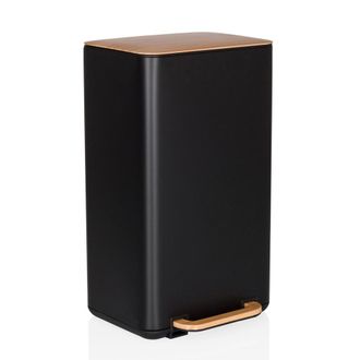 hjh OFFICE Papelera Metal Negro/Nogal