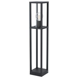 Loops IP44 Outdoor Bollard Light Black Cast Aluminium Box 1 x 40W E27 Tall Lamp Post