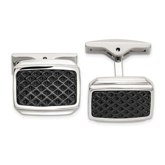 Diamond2Deal Stainless Steel Textured Black IP-plated Cuff Links