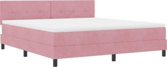 vidaXL Box Spring Bed with Mattress Pink 180 x 200 cm Velvet vidaXL