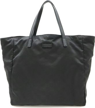 Gucci Black Nylon Leather Handbag Tote Bag (Pre-Owned)