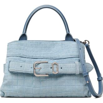 Marc Jacobs The Small Dakota Croc Embossed Suede Satchel in Blue Mist at Nordstrom
