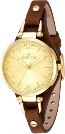 Invicta Wildflower 49589 Dameshorloge - Quartz Uurwerk - Roestvrij Staal met Gouden Wijzerplaat - 32 mm