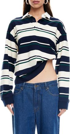 Lioness Preppy Stripe Rugby Shirt in Midnight Stripe at Nordstrom, Size X-Large