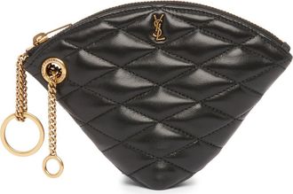 Saint Laurent Sade Quilted Leather Triangle Coin Purse in Noir at Nordstrom