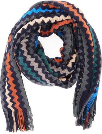 Missoni Mens Scarf Black Wool Blend Acrylic Scarfs
