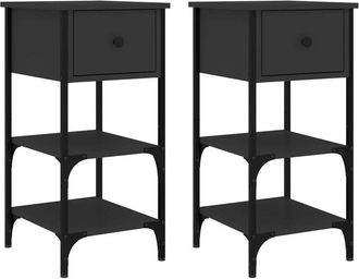 vidaXL Vidaxl - Mesitas de noche 2 uds madera de ingeniería negro 34x36x70 cm