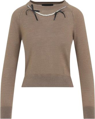 Simone Rocha Bruine Trui Aw 25 - Dames - Ronde hals truien - Bruin - XS - Wol - Truien & Vesten