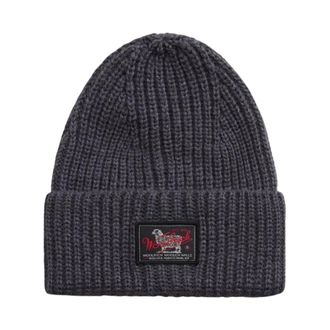 Woolrich WM Patch Beanie - unisex - Accessoires - Grijs - Maat: L Zijde