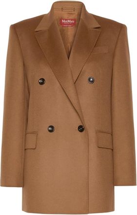 Max Mara Dubbele rij knopen blazer - Dames - Blazers - Bruin - L - Wol - Jassen