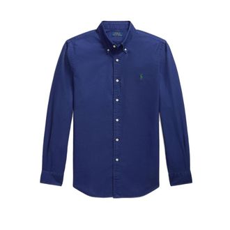 Polo Ralph Lauren Shirts - Heren - Casual Overhemden - Blauw - L - Katoen - Overhemden