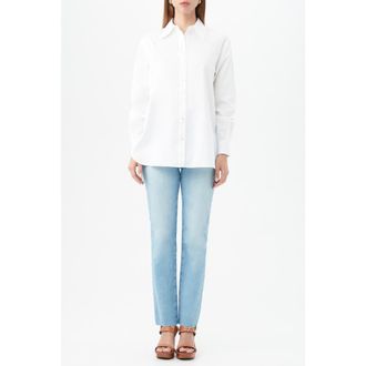 Trina Turk Litsa Oversized Poplin Button Up Top in White at Nordstrom, Size Xx-Large