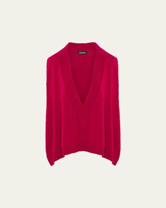 Eskandar Cashmere A-Line Sleeveless Deep V-Neck Sweater