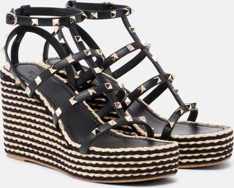 Valentino Garavani Rockstud leather espadrille wedges