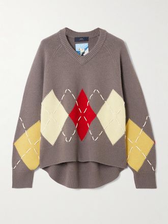 arch4 Pullover In Cashmere A Rombi Con Ricami Sloane - Neutri