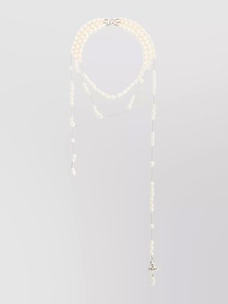 Vivienne Westwood layered crystal pearl necklace wraparound