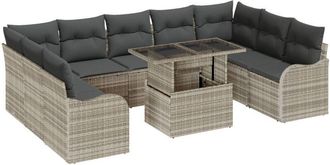 vidaXL Vidaxl - Garden Sofa Set Manual 9 pcs Brown 100 x 55 x 73 cm Poly rattan